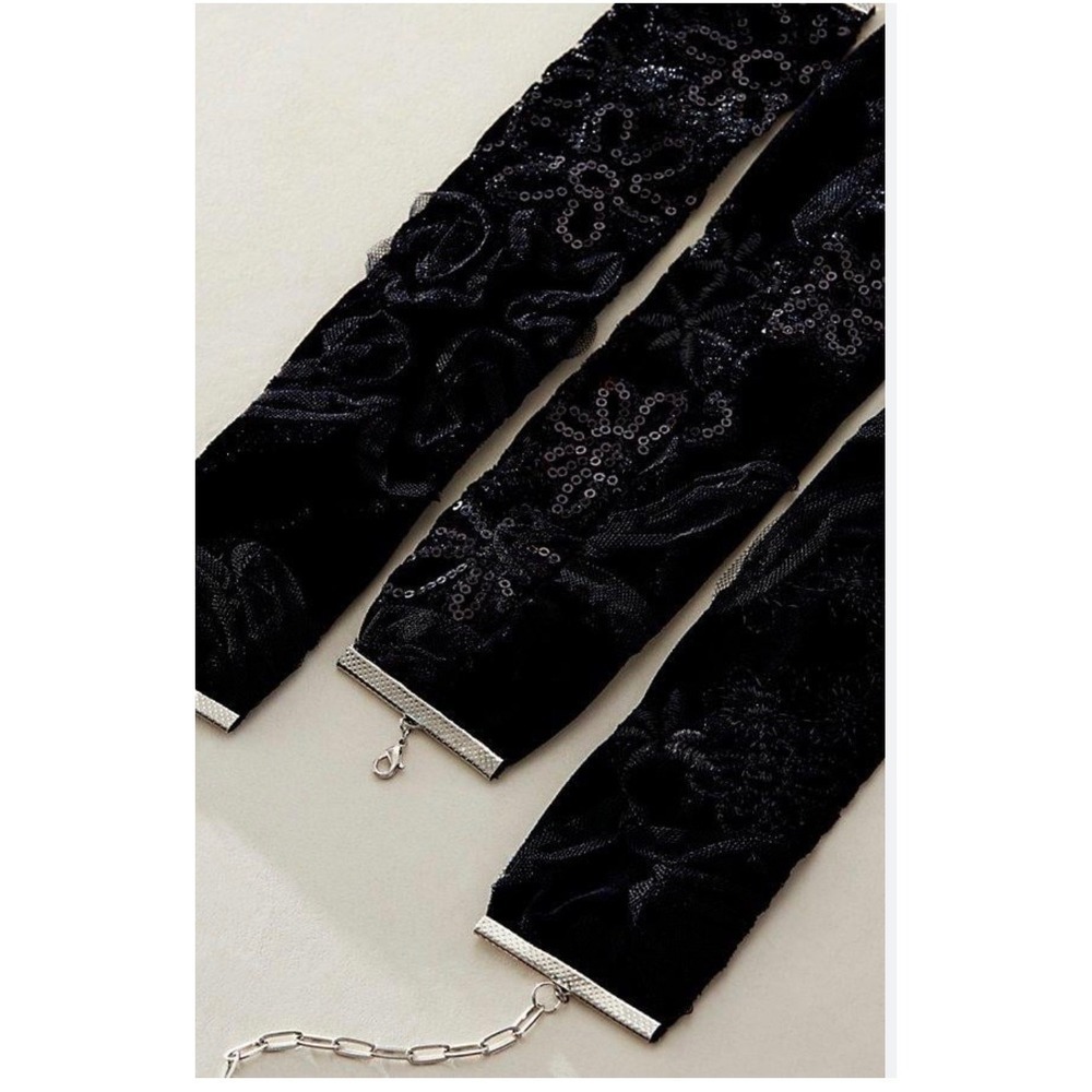 FREE PEOPLE Women's Black Soft Armour Wide Choker velvet mesh New NWT boho - Picture 2 of 3